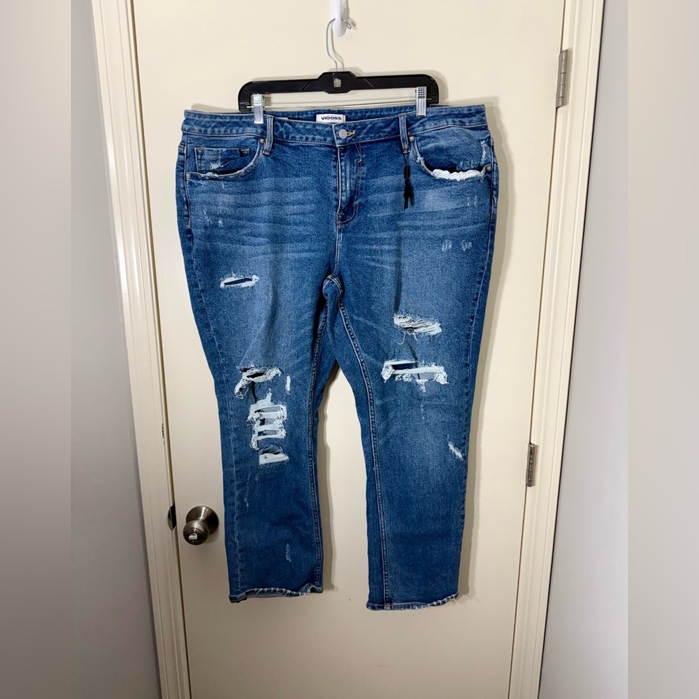 Vigoss Women's‎ Blue Distressed Boyfriend Jeans Plus Size 22W